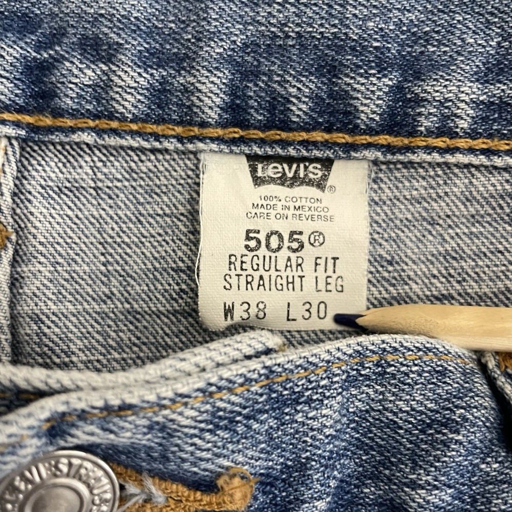 Levis 505 Straight Denim Jeans Mens Tag 38x30 - Actual 37x27 - Picture 3 of 9